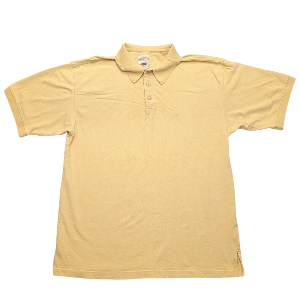 Original Island Sport Polo Shirt Mens Medium Yellow Cotton Short Sleeve Marlin